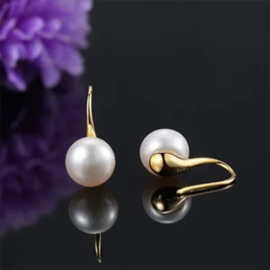 Alternative view of Real Silver 100% Freshwater Pearl Drop Earrings