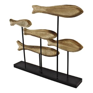Alternative view of Large Wooden Swimming Fish Sculpture