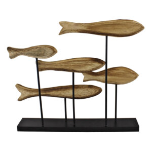 Large Wooden Swimming Fish Sculpture