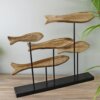 Large Wooden Swimming Fish Sculpture - Image 3