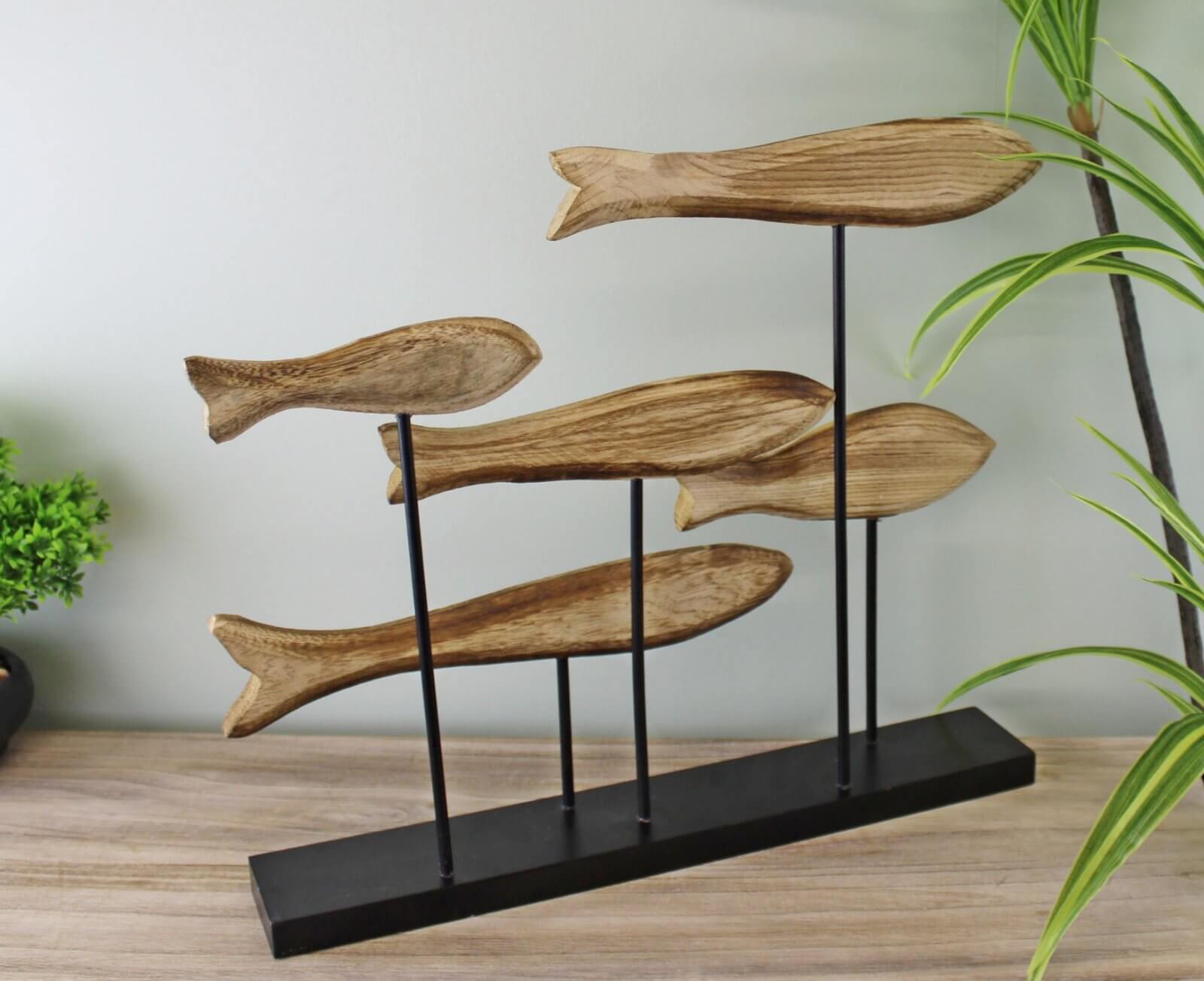 Large Wooden Swimming Fish Sculpture - Image 3