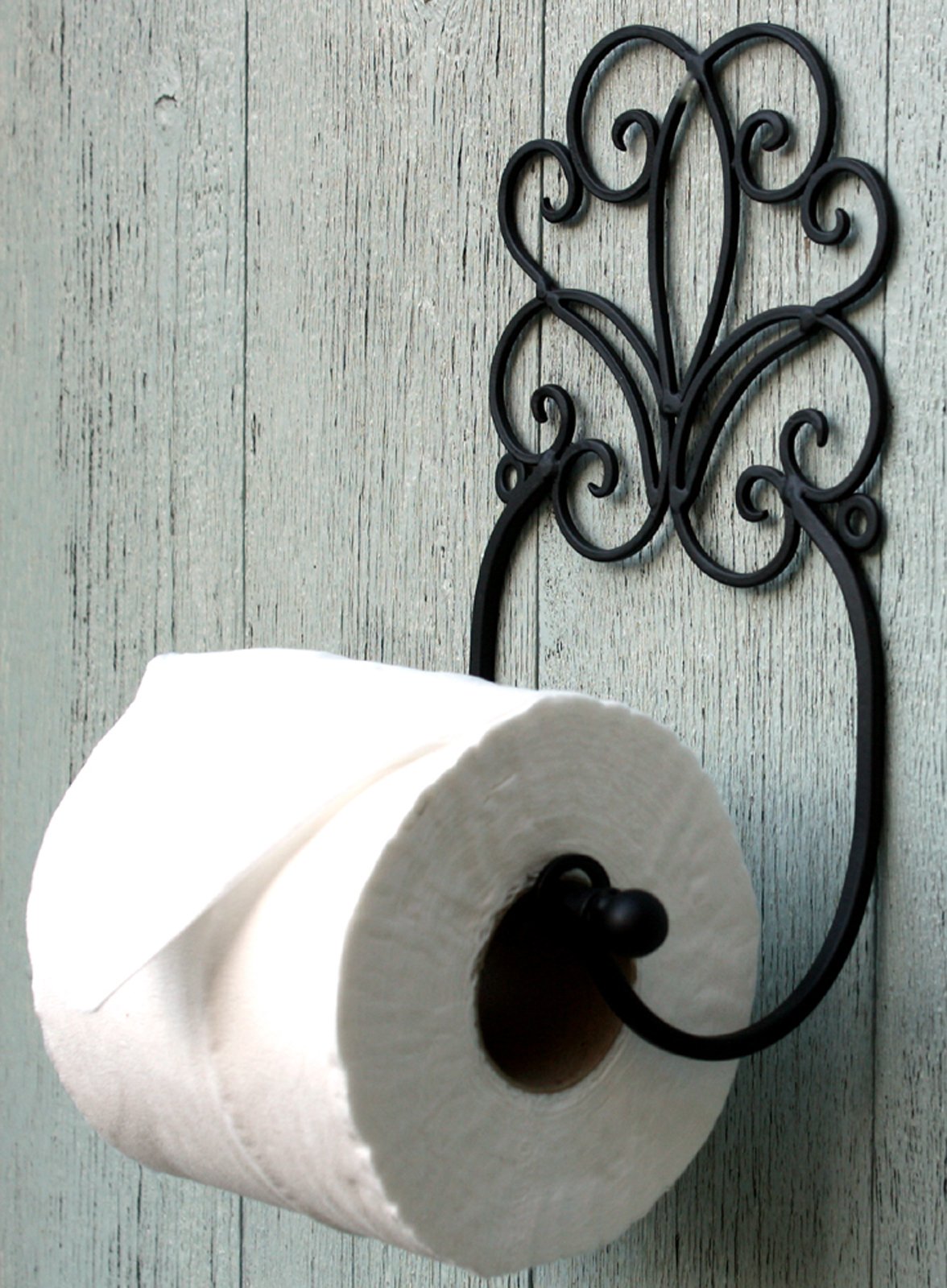 Black Scroll Wall Mounted Toilet Roll Holder - Image 2