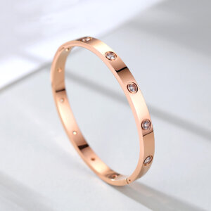 Alternative view of VQYSKO 4mm Platinum-Plated Stainless Steel Stackable Bracelet – Silver, Gold, Rose Gold, 55-65mm (7-inch) | Openable Clasp & Gift Box | Tiftys.com