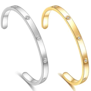 VQYSKO 4mm Stainless Steel Glossy Stackable Thin Open Bangle Bracelet for Women | Gift Box Included | Tiftys.com