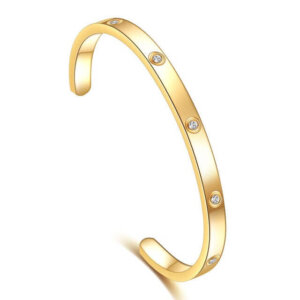 Alternative view of VQYSKO 4mm Stainless Steel Glossy Stackable Thin Open Bangle Bracelet for Women | Gift Box Included | Tiftys.com