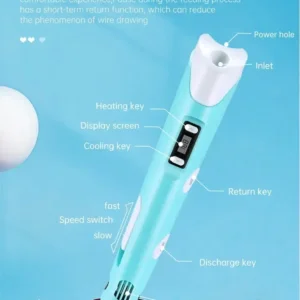 Alternative view of Smart 3D Printing Pen with LED Display USB power input  + 20 colour PLA cables 5m each