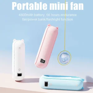 Alternative view of Mini Handheld Fan| USB Rechargeable| LED Display| 4800mAh Battery| Power Bank| Flashlight Function