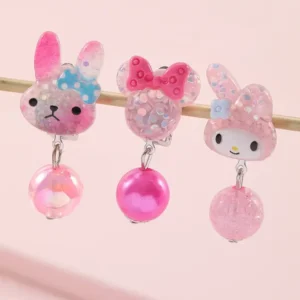 Cute Cartoon Earrings Resin Cat Rabbit Children Earring DIY