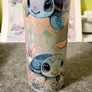 Alternative view of Cartoon Turtles Stainless Steel Tumbler With Lid and Straw Drinkware