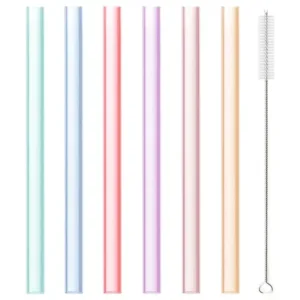 6 PCS Transparent Driking Straws With Cleaning Brush