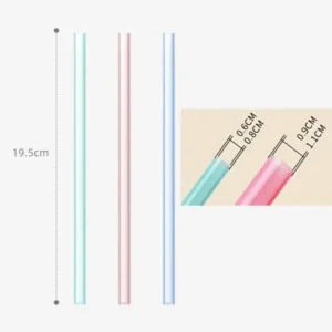 Alternative view of 6 PCS Transparent Multi-colour drinking Straws With Cleaning Brush Resusable Straight Straws