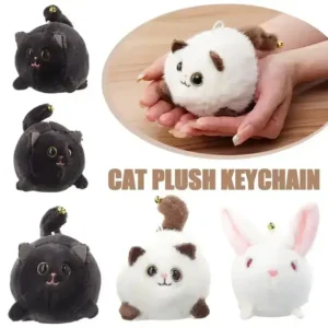 Alternative view of Wagging Tail Cute Cat  Plush Toy Doll Key Rings Cartoon Animal