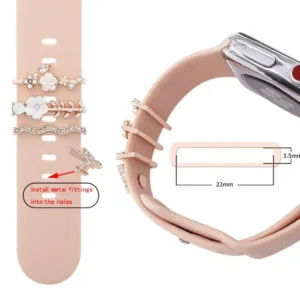 Alternative view of Silcone Butterfly Strap Diamond Decoration Gold/Silver Ring for Apple iWatch Band