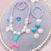 Girl's Little Mermaid Necklace Bracelet Jewellery Set-blue