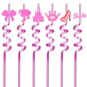 Alternative view of 6 Pcs Cute Princess Straws Drinking Reusable Plastic Straw Set