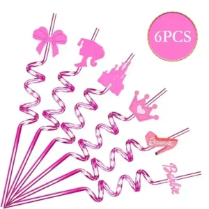 6 Pcs Cute Princess Straws Drinking Reusable Plastic Straw Set