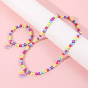 Alternative view of Makersland Heart Colourful Jewellery Beads Necklace Bracelet Set for Girls