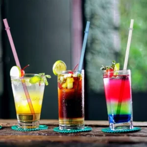 Alternative view of 4/8 Pcs Reusable Drinking Straws Colorful Plastic Straws Clear Glitter with Cleaning Brush