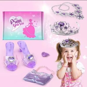 Dress Up Shoes For 3-6 years Girls – Purple Princess Jewelry, Shoes and Tiara set