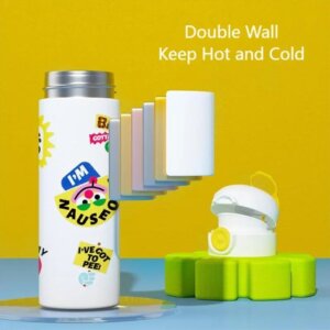 Alternative view of Children’s Double-Walled Water Bottle — 420 ml | 316 Stainless Steel Flip-Top Leak-Proof Lid  Cartoon Designs