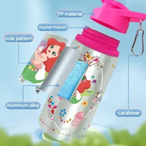 Alternative view of Pink  DIY Stickers Steel Water Bottle with Mermaid Gem  For Girls Cute 500ml