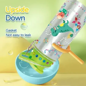Alternative view of Green  DIY Stickers Steel Water Bottle with Dino Gem  For Girls Boys Cute 500ml