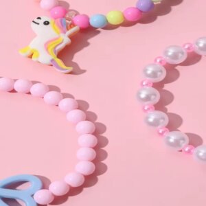 Alternative view of 3pcs Toddler Girl Acrylic Unicorn Bow pendant cartoon Charm beaded bracelet