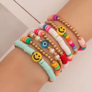 Women's Fresh Lovely Faux Pearl, Resin And Acrylic Beaded Bracelets Accessory in many colours Random 5