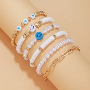 Alternative view of Women's Fresh Lovely Faux Pearl, Resin And Acrylic Beaded Bracelets Accessory in many colours Random 5