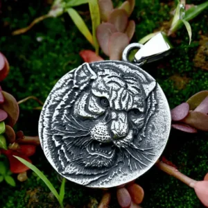 Animal Totem Tiger Head Pendant Vintage 316L Stainless Steel Necklace