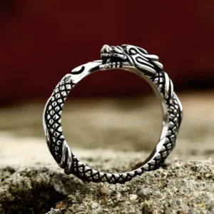 Stainless Steel Viking Serpent Norse Mythology Ring