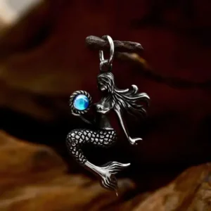 Alternative view of Magic Mermaid Pendant 316L Stainless Steel with Zircon| Gift Box Included
