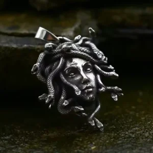 Alternative view of Gothic Punk Snake Medusa Pendant 316L Stainless Steel Biker Jewellery Gift | Optional Chains & Gift Box