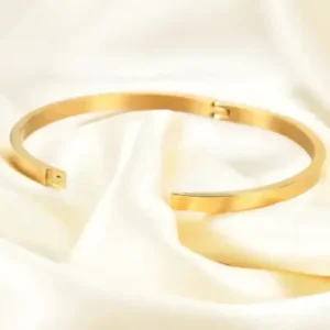 Alternative view of Stainless Steel Metal Glossy Thin Stackable Bangle with Clasp