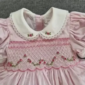 Alternative view of Vanila Hand Smocked Vintage Floral Dress for Girls 4 Seasons - B