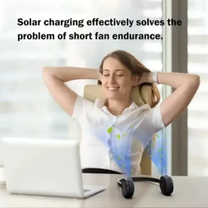 Alternative view of Solar and 2000mAh Fan High Capacity Neck Fan Long Battery Life Portable Fan USB Type C Rechargeable