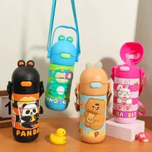 Alternative view of 430ml Children Water Bottle, Stainless Steel Thermos Puzzle Cartoon With Straw Early Learning SEN