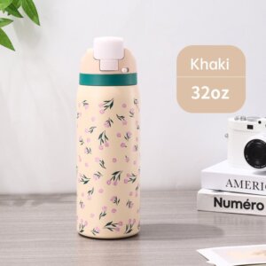 Insulated Stainless Steel Water Bottle with Lanyard – 32oz