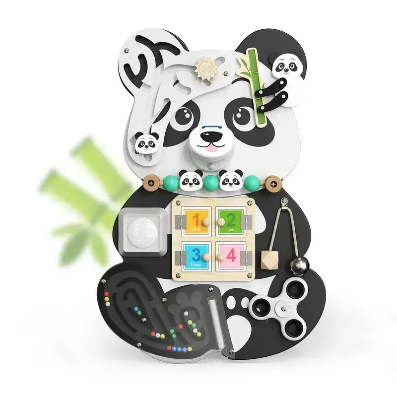 Panda Sensory Board – Wooden Montessori Activity Toy