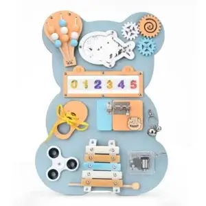 Montessori Bear Busy Wooden Board Sensory Game Activity Learning