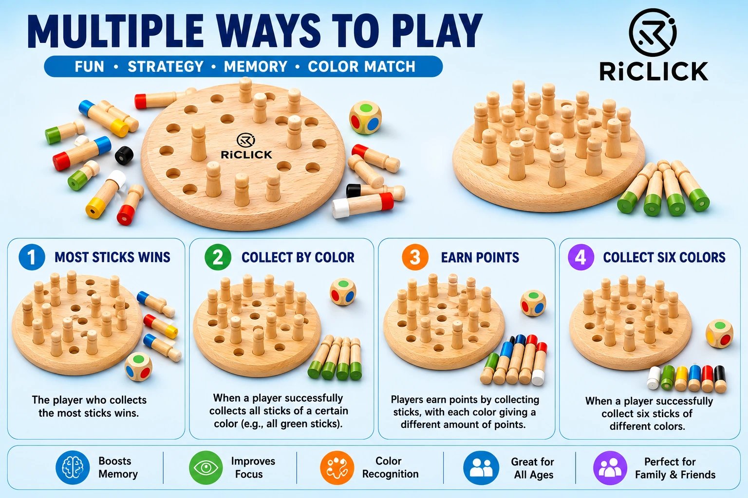 Wooden Memory Match Stick-Sensory Activity Toys - Image 2